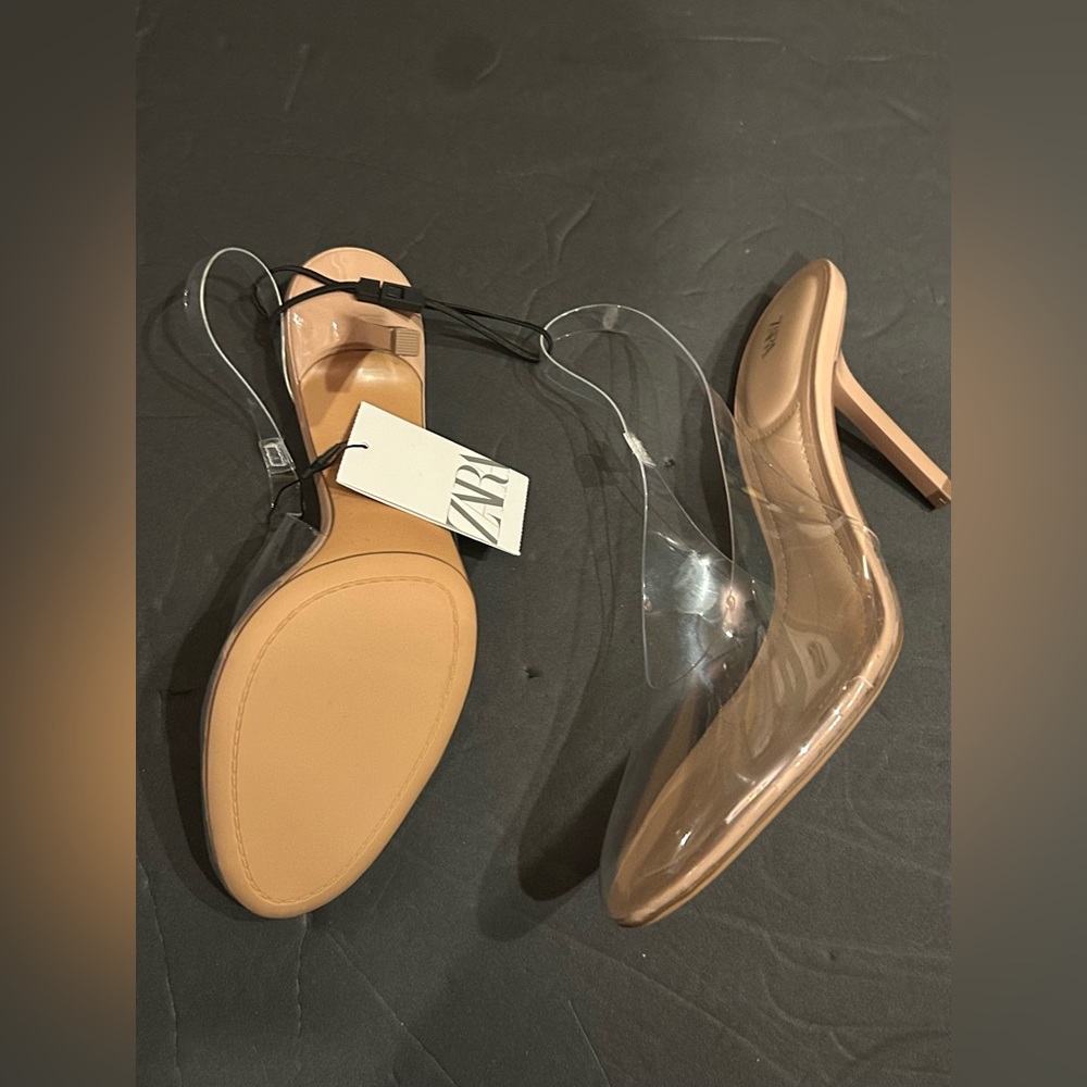 Vinyl heel Clear Slingback Pumps size 39/8 NWT - Picture 9 of 11